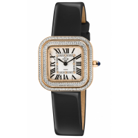 Gevril Women's Bellagio Swiss Made Diamond, Silver-White Dial, Genuine Hanmade Black Leather Watch