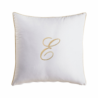 Biancoperla Velvet Velvet Furnishing Cushion With Monogram Embroidery And Lurex Piping, White, E