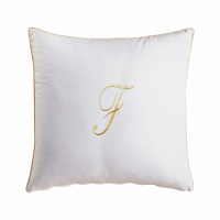 Biancoperla Velvet Velvet Furnishing Cushion With Monogram Embroidery And Lurex Piping, White, F