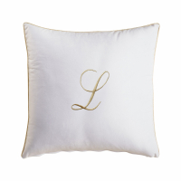 Biancoperla Velvet Velvet Furnishing Cushion With Monogram Embroidery And Lurex Piping, White, L