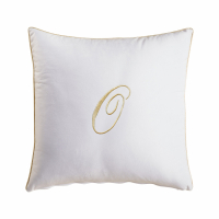 Biancoperla Velvet Velvet Furnishing Cushion With Monogram Embroidery And Lurex Piping, White, O