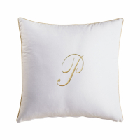 Biancoperla Velvet Velvet Furnishing Cushion With Monogram Embroidery And Lurex Piping, White, P