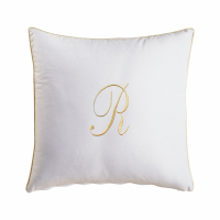 Biancoperla Velvet Velvet Furnishing Cushion With Monogram Embroidery And Lurex Piping, White, R