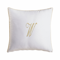 Biancoperla Velvet Velvet Furnishing Cushion With Monogram Embroidery And Lurex Piping, White, W