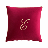 Biancoperla Velvet Velvet Furnishing Cushion With Monogram Embroidery And Lurex Piping, Bordeaux, E