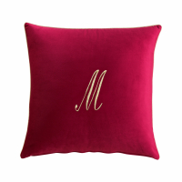 Biancoperla Velvet Velvet Furnishing Cushion With Monogram Embroidery And Lurex Piping, Bordeaux, M