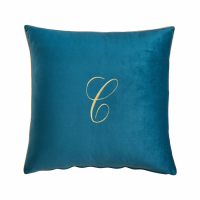 Biancoperla Velvet Velvet Furnishing Cushion With Monogram Embroidery And Lurex Piping, Octanium, C