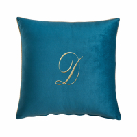 Biancoperla Velvet Velvet Furnishing Cushion With Monogram Embroidery And Lurex Piping, Octanium, D