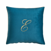 Biancoperla Velvet Velvet Furnishing Cushion With Monogram Embroidery And Lurex Piping, Octanium, E