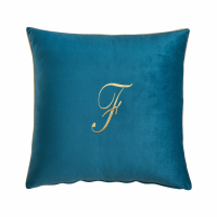 Biancoperla Velvet Velvet Furnishing Cushion With Monogram Embroidery And Lurex Piping, Octanium, F
