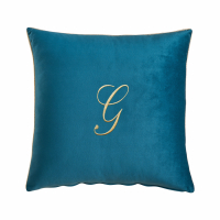 Biancoperla Velvet Velvet Furnishing Cushion With Monogram Embroidery And Lurex Piping, Octanium, G