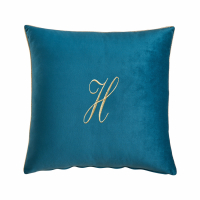 Biancoperla Velvet Velvet Furnishing Cushion With Monogram Embroidery And Lurex Piping, Octanium, H