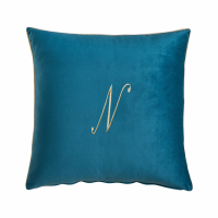 Biancoperla Velvet Velvet Furnishing Cushion With Monogram Embroidery And Lurex Piping, Octanium, N