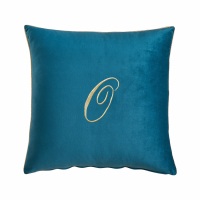 Biancoperla Velvet Velvet Furnishing Cushion With Monogram Embroidery And Lurex Piping, Octanium, O