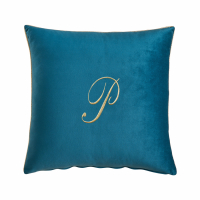 Biancoperla Velvet Velvet Furnishing Cushion With Monogram Embroidery And Lurex Piping, Octanium, P