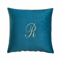 Biancoperla Velvet Velvet Furnishing Cushion With Monogram Embroidery And Lurex Piping, Octanium, R