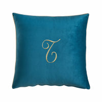 Biancoperla Velvet Velvet Furnishing Cushion With Monogram Embroidery And Lurex Piping, Octanium, T