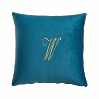 Biancoperla Velvet Velvet Furnishing Cushion With Monogram Embroidery And Lurex Piping, Octanium, W