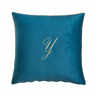 Biancoperla Velvet Velvet Furnishing Cushion With Monogram Embroidery And Lurex Piping, Octanium, Y