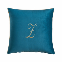 Biancoperla Velvet Velvet Furnishing Cushion With Monogram Embroidery And Lurex Piping, Octanium, Z