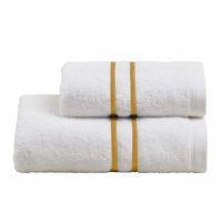 Biancoperla Double Hand And Guest Terry Towels Set, White/Bronze