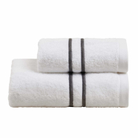 Biancoperla Double Hand And Guest Terry Towels Set, White/Grisaille