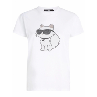 Karl Lagerfeld T-shirt 'Ikonik 2.0 Choupette Rhinestone-Embellished' pour Femmes