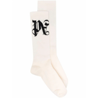 Palm Angels Chausettes 'Logo-Intarsia Ribbed' pour Hommes