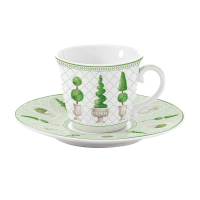 Easy Life Cup And Saucer In Porcelain 200ml In Color Box Topiary