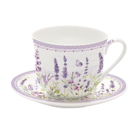 Easy Life Breakfast Cup With Saucer In High Quality Fine China 400 Ml Lavender Field In Color Box