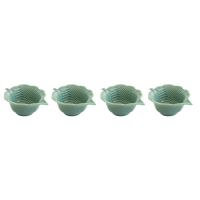 Easy Life Set Of 4 Mini Leaf-Shaped Porcelain Bowls In Leaves Light Green Color Box