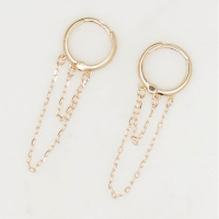 Oro Di Oro Boucle d'oreille simple 'Double Chaine' pour Femmes