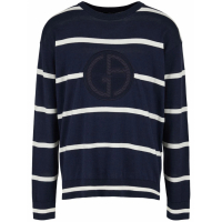 Giorgio Armani Pull 'Logo-Embroidered Stripe-Pattern' pour Hommes