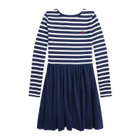 Ralph Lauren Kids 'Striped Ponte' Kleid mit langen Ärmeln für große Mädchen