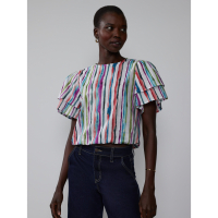 New York & Company Women's 'Flutter Sleeve Striped Open Back' Top
