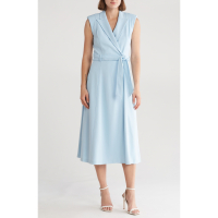 Calvin Klein 'Belted Peak Lapel Wrap' Midi Kleid für Damen
