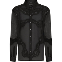 Dolce&Gabbana Men's 'Lace-Embellished Sheer' Shirt