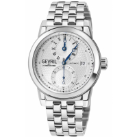 Gevril Men's Gramercy SS Case, Silver Dial, 316L Stainless Steel Bracelet Watch