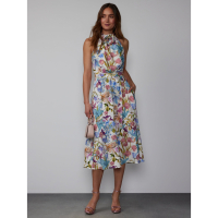 New York & Company Women's 'Sleeveless Halter Rosette' Midi Dress