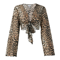 Ganni Blouse à manches longues 'Leopard-Print Tie-Front' pour Femmes