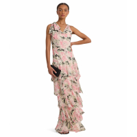 LAUREN Ralph Lauren Women's 'Floral Crinkle Georgette Tiered' Gown