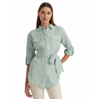 LAUREN Ralph Lauren Women's 'Striped Belted' Linen Shirt