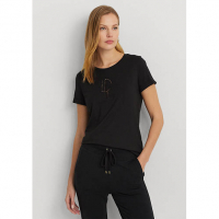 LAUREN Ralph Lauren Women's 'Beaded Logo Cotton Blend Jersey' T-Shirt