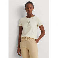 LAUREN Ralph Lauren Women's 'Beaded Logo Cotton Blend Jersey' T-Shirt