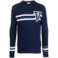 Valentino Garavani Pull 'Embroidered-Logo Striped' pour Hommes
