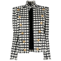 Balmain Women's 'Button-Embellished Checked' Jacket
