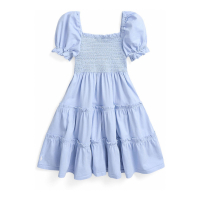 Polo Ralph Lauren 'Smocked' Kleid mit kurzem Ärmeln für kleinkind & kleine Mädchen