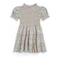 Polo Ralph Lauren 'Smocked' Kleid mit kurzem Ärmeln für kleinkind & kleine Mädchen
