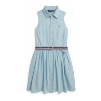 Polo Ralph Lauren 'Belted  Chambray' Hemdkleid für große Mädchen