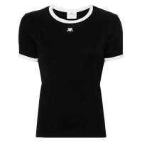 Courrèges Women's 'Logo-Patch Contrasting-Trim' T-Shirt
